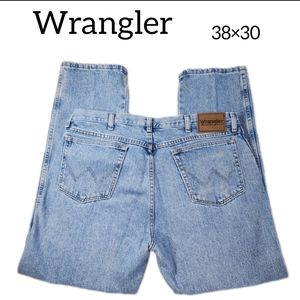 WRANGLER RUGGED WEAR MENS JEANS SIZE 38×30 WASHED LIGHT BLUE DENIM